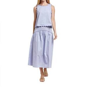 NEW TAYLOR TILLMAN quinn ric rac top in blue dot